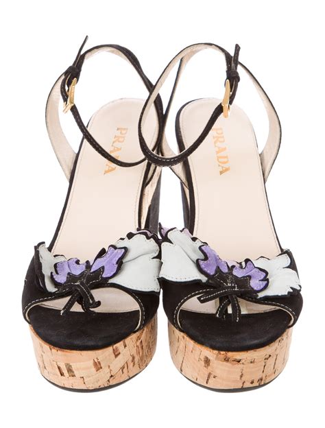 prada flat sandals vernice plexi flower|Prada platform sandals.